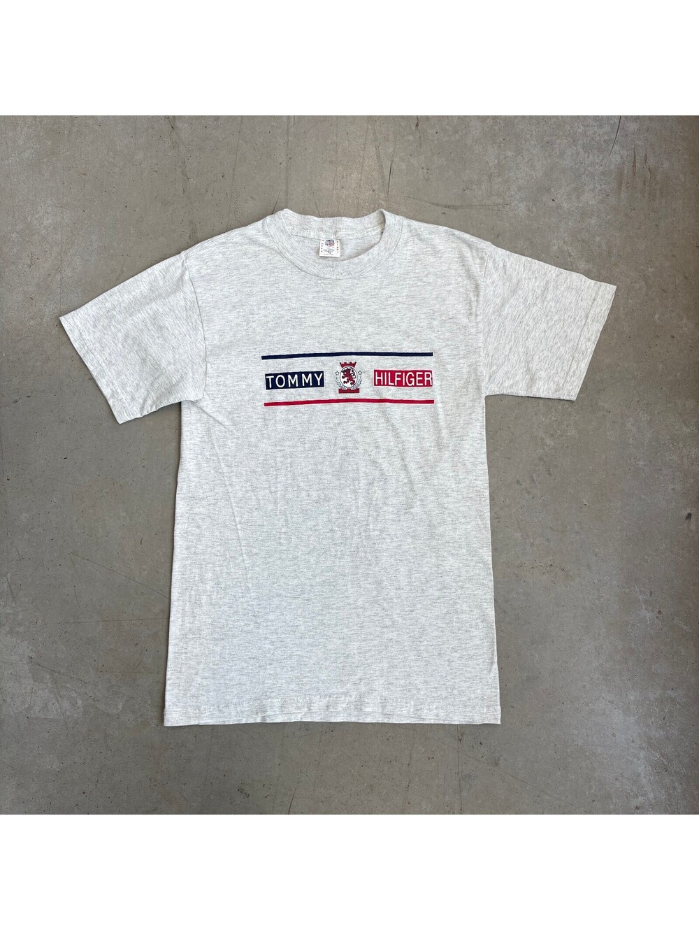 Vintage 90s Tommy Hilfiger Spellout Graphic T-Shirt Medium Gray